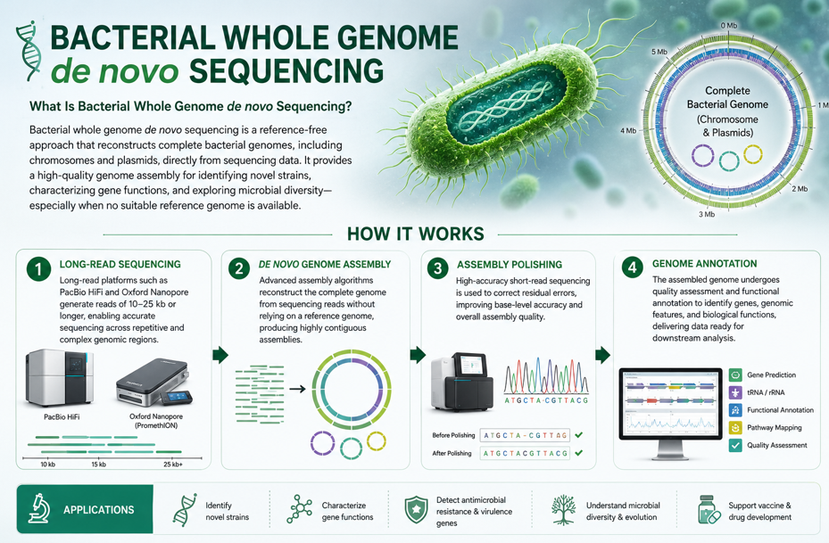 Bacterial Whole Genome de novo Sequencing for Accurate Genome Reconstruction